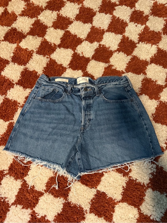 Universal Thread Pants - Universal Thread Raw-Hem Denim Shorts in Blue Wash Mid Rise 90s Baggy Size 6R